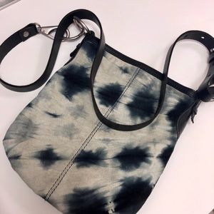 NWOT Lucky Brand Ink Blue Leather Tie Dye Cross Body Bag